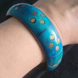 Gold & teal bracelet